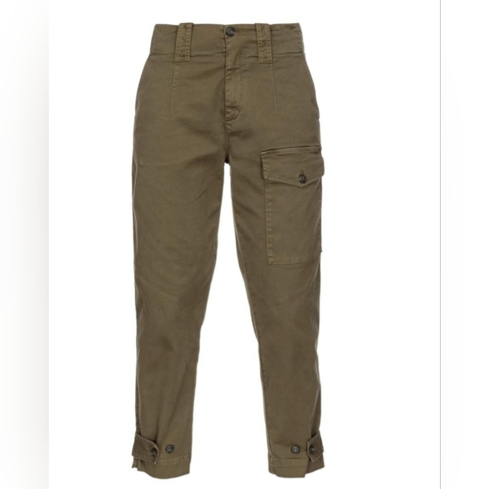 Pinko Green Lucerna Cargo Pants Cotton High Rise‎ Jogger Pants Size 2
